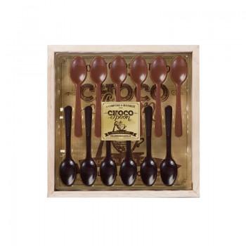 Chocolats fantaisies - 12 Cuillières au Chocolat Noir et Chocolat au Lait 80G - 