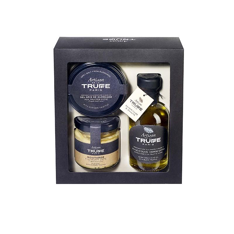 Coffrets cadeaux - Coffret huile d'olive 100ML, sel de Guérande 60G et moutarde 80G - 