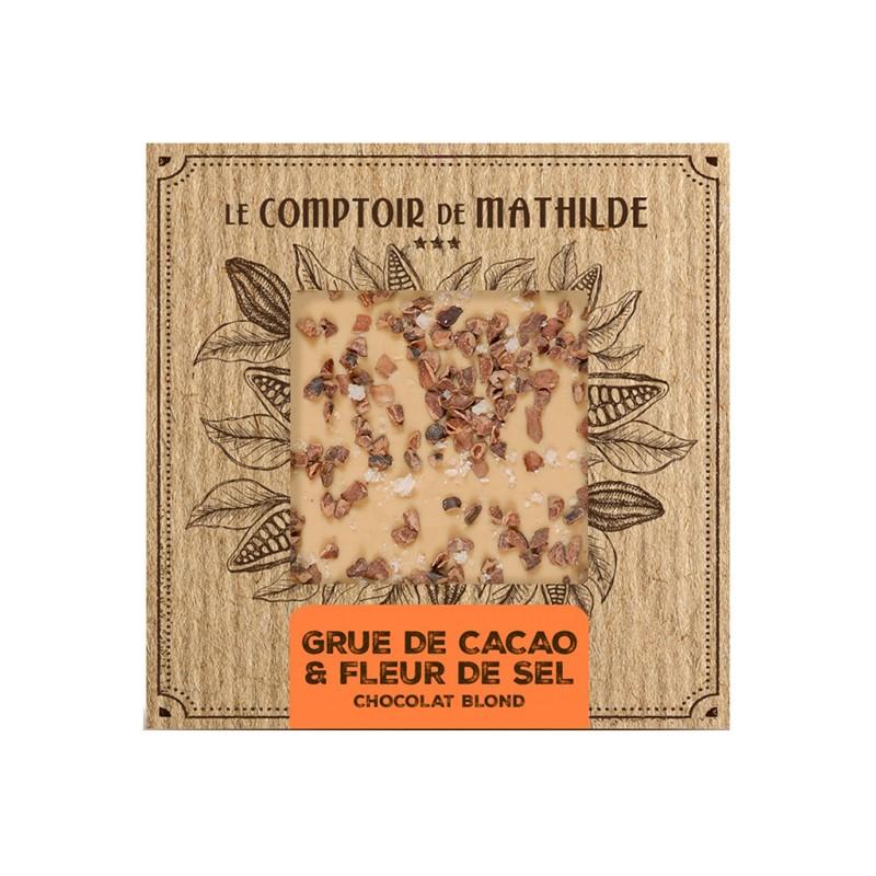 Tablette Chocolat Blond Grué Caramélisé & Fleur de Sel 80G