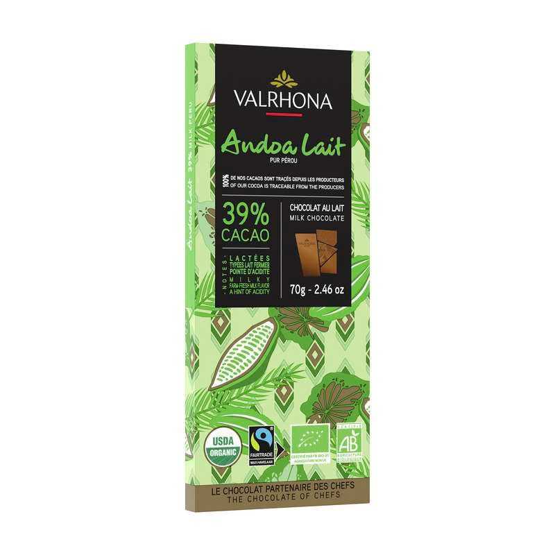 Tablette Chocolat lait 39% Andoa Bio 70G Valrhona