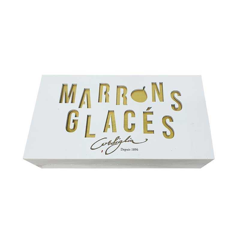 Boite en Bois de 8 Marrons Glacés golden 240G Corsiglia