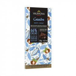 Tablette Chocolat Noir 66% Caraibe Noisette 120G Valrhona