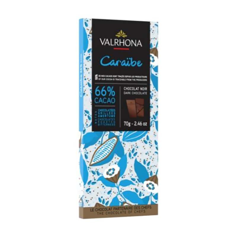 Tablette De Chocolat Noir 66% Caraïbe 70G Valrhona