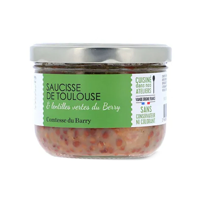 Saucisse de Toulouse et Lentilles Vertes Individuel 310G