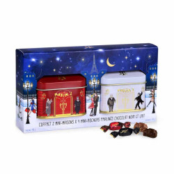 Etui 2 mini maisons Noël 8 rochers assortis 40G Maxim's