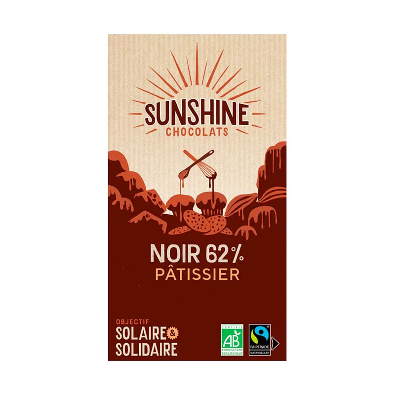 Tablette Chocolat Noir 62% Pâtissier 200G Sunshine