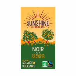 Tablette Chocolat Noir 70% Oranges Confites 100G Sunshine