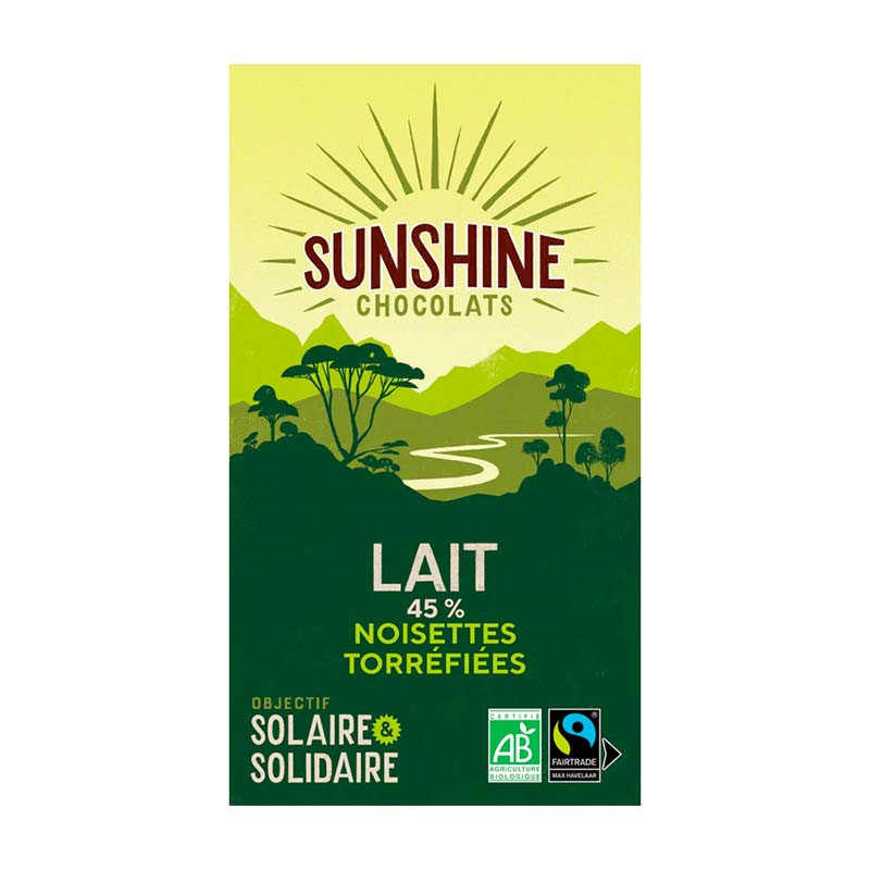 Tablette Chocolat Lait Noisettes Torréfiées 100G Sunshine