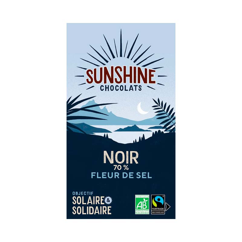 Tablette Chocolat Noir 70% Fleur de Sel 100G Sunshine