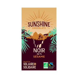 Tablette Chocolat Noir 62% Sésame 100G Sunshine