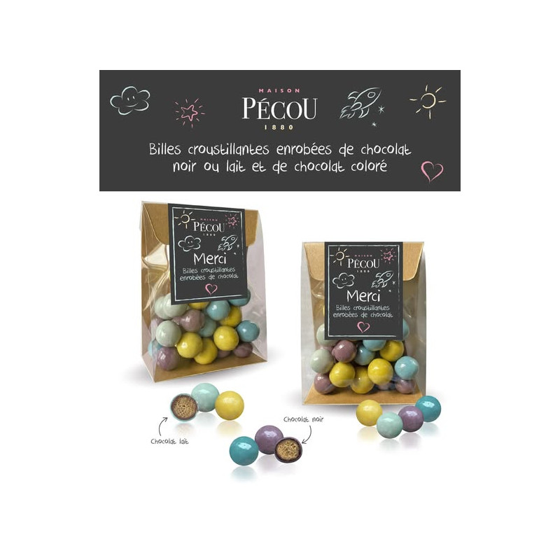 Billes Gourmandes "merci" Maison Pécou 100G Pochette
