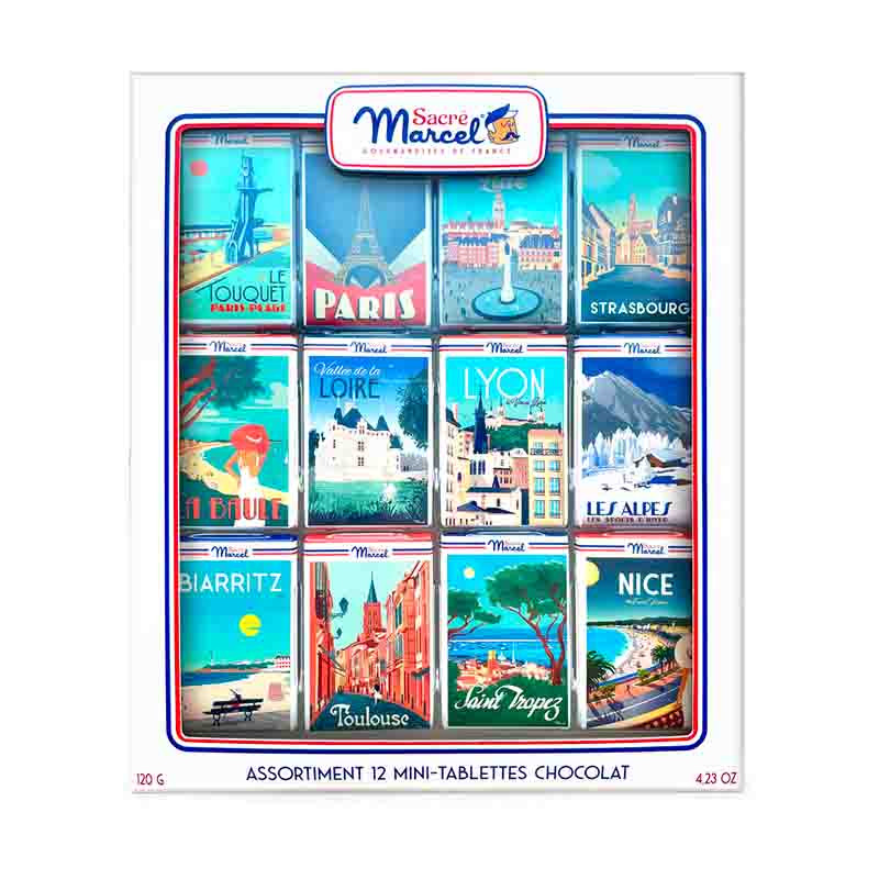 Etui France 12 Mini Tablettes de Chocolat 120G Sacré Marcel