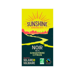 Tablette Chocolat Noir 70% Gingembre Citron 100G Sunshine