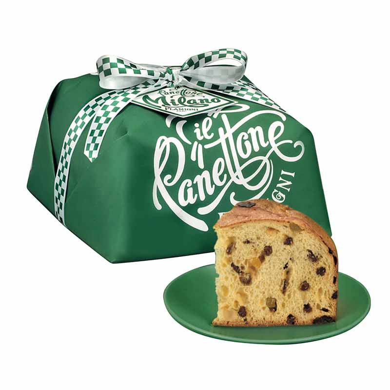 Panettone Milano Bas Paquet cadeau vert Flamigni 1KG